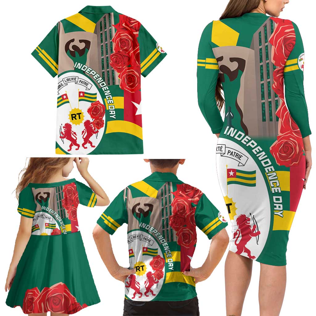 Togo Independence Day Family Matching Long Sleeve Bodycon Dress and Hawaiian Shirt Happy April 27th Coat Of Arms