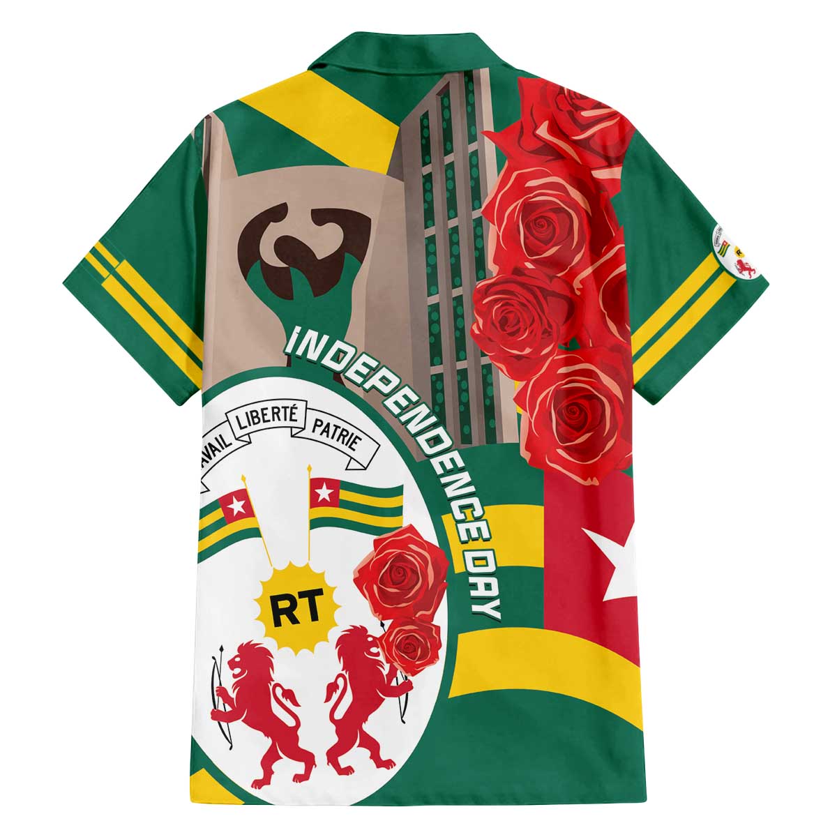 Togo Independence Day Family Matching Off The Shoulder Long Sleeve Dress and Hawaiian Shirt Happy April 27th Coat Of Arms