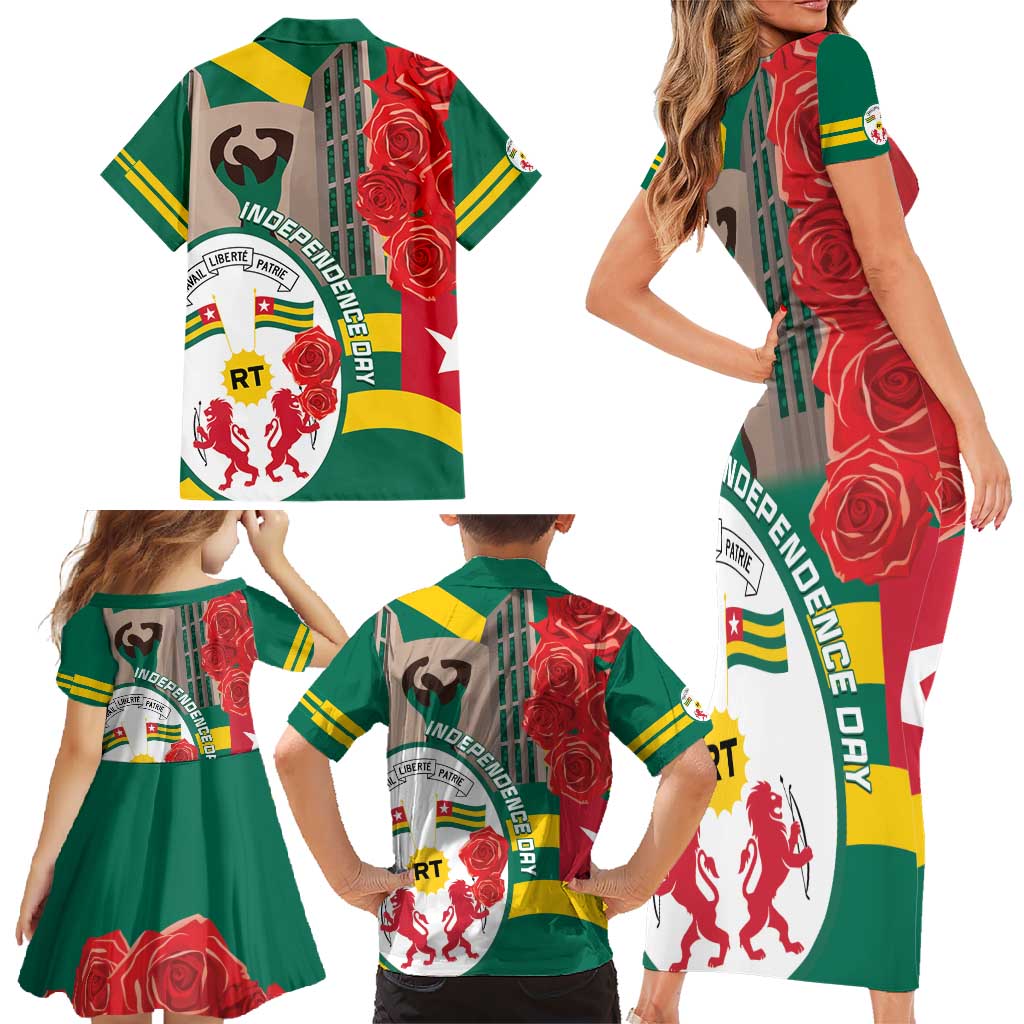 Togo Independence Day Family Matching Short Sleeve Bodycon Dress and Hawaiian Shirt Happy April 27th Coat Of Arms