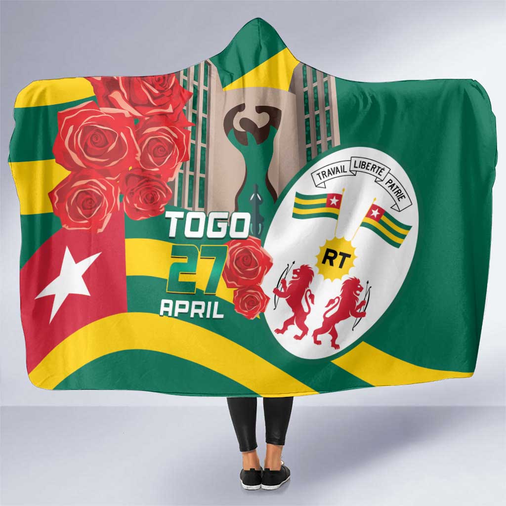 Togo Independence Day Hooded Blanket Happy April 27th Coat Of Arms