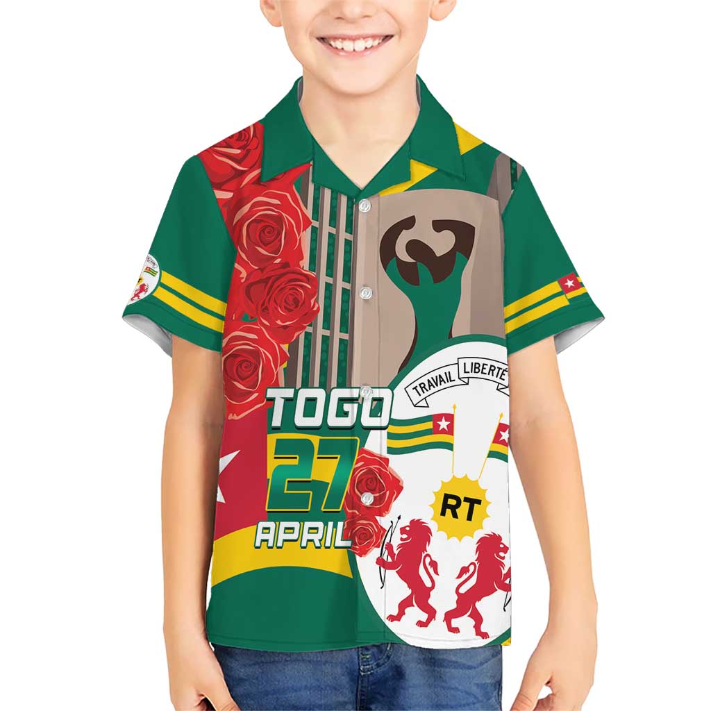 Togo Independence Day Kid Hawaiian Shirt Happy April 27th Coat Of Arms
