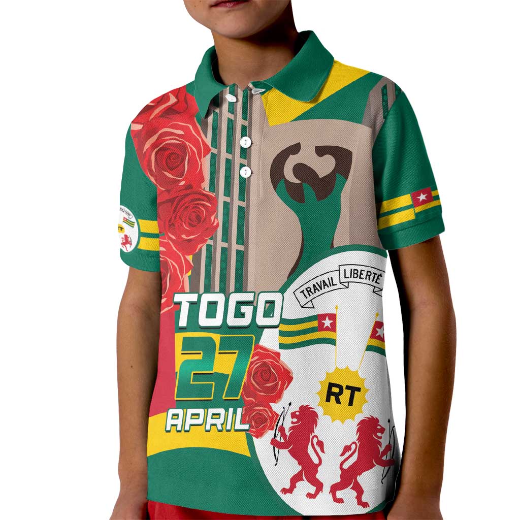 Togo Independence Day Kid Polo Shirt Happy April 27th Coat Of Arms