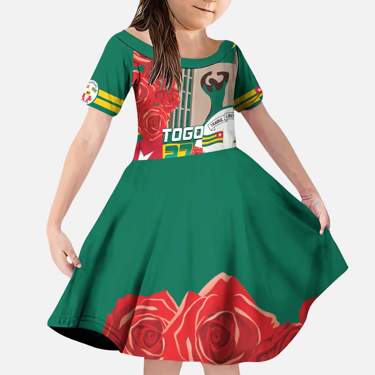 Togo Independence Day Kid Short Sleeve Dress Happy April 27th Coat Of Arms