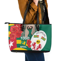Togo Independence Day Leather Tote Bag Happy April 27th Coat Of Arms