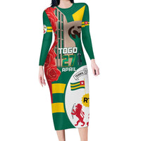 Togo Independence Day Long Sleeve Bodycon Dress Happy April 27th Coat Of Arms