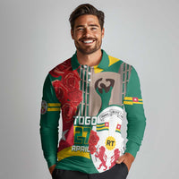 Togo Independence Day Long Sleeve Polo Shirt Happy April 27th Coat Of Arms