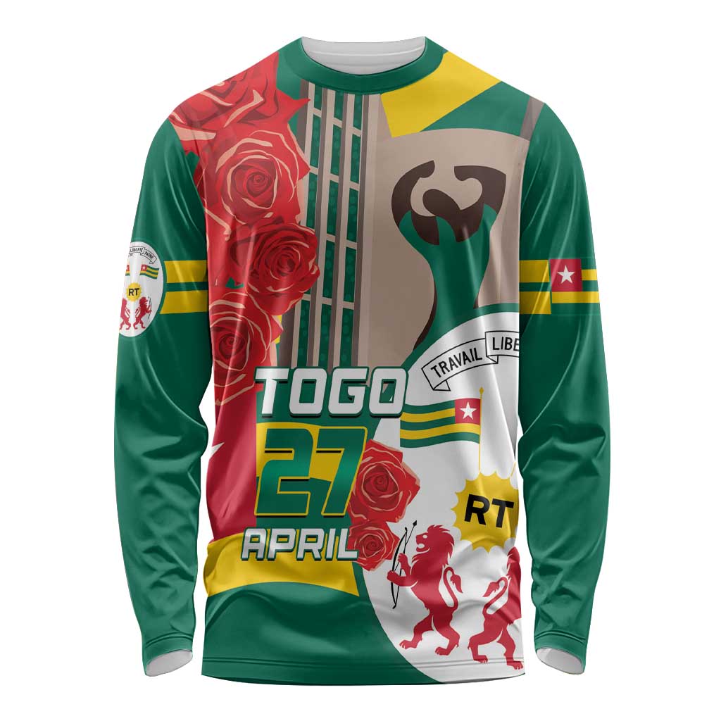 Togo Independence Day Long Sleeve Shirt Happy April 27th Coat Of Arms