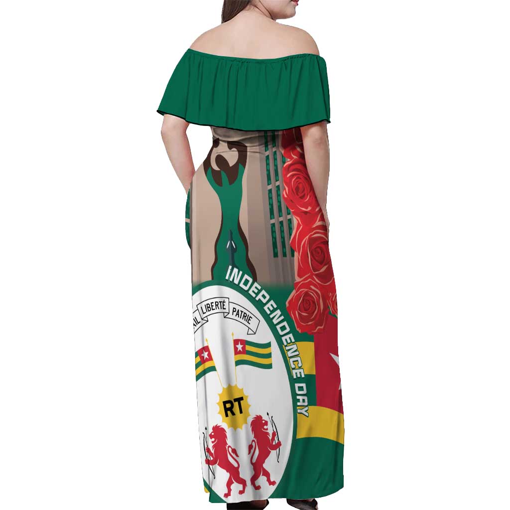 Togo Independence Day Off Shoulder Maxi Dress Happy April 27th Coat Of Arms
