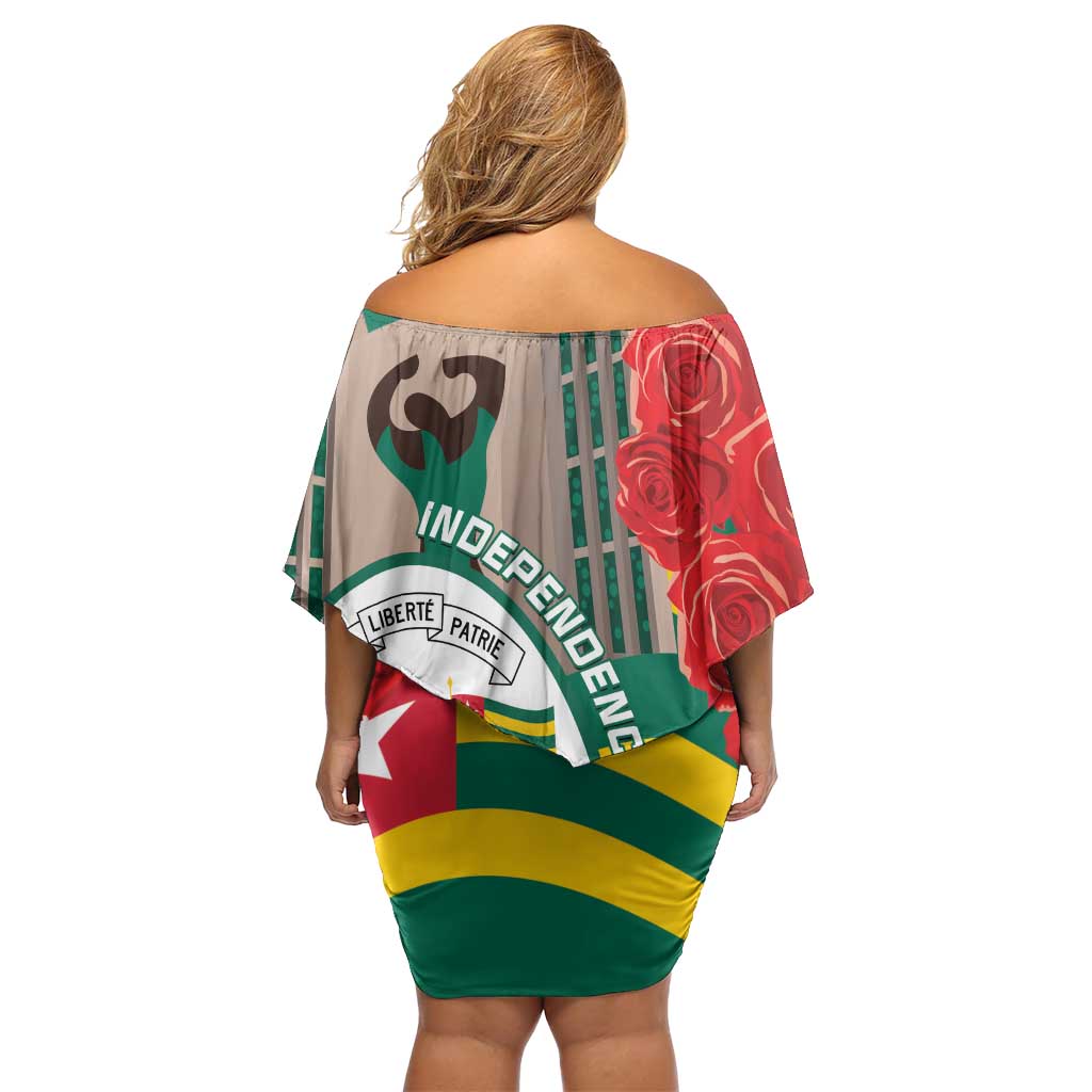Togo Independence Day Off Shoulder Short Dress Happy April 27th Coat Of Arms