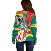 Togo Independence Day Off Shoulder Sweater Happy April 27th Coat Of Arms