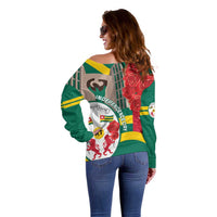 Togo Independence Day Off Shoulder Sweater Happy April 27th Coat Of Arms
