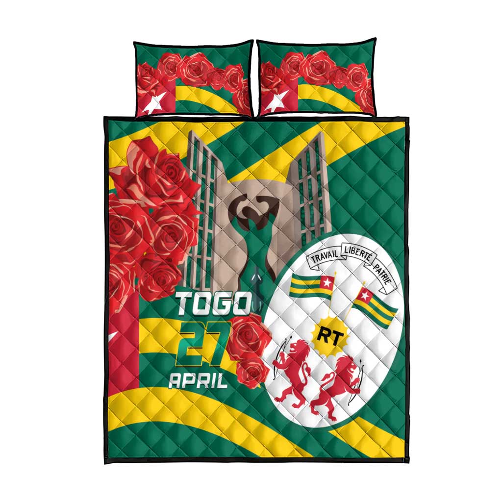 Togo Independence Day Quilt Bed Set Happy April 27th Coat Of Arms