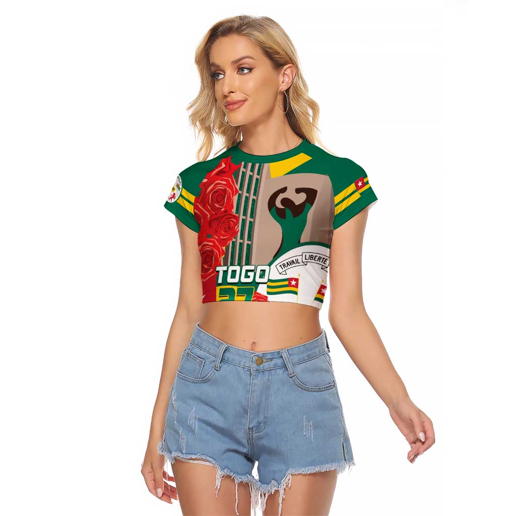 Togo Independence Day Raglan Cropped T Shirt Happy April 27th Coat Of Arms