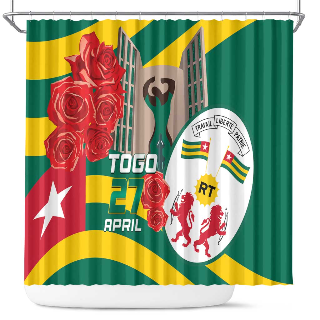Togo Independence Day Shower Curtain Happy April 27th Coat Of Arms
