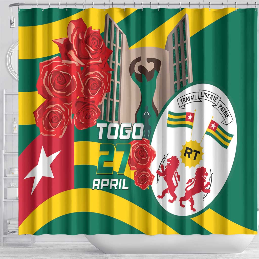 Togo Independence Day Shower Curtain Happy April 27th Coat Of Arms
