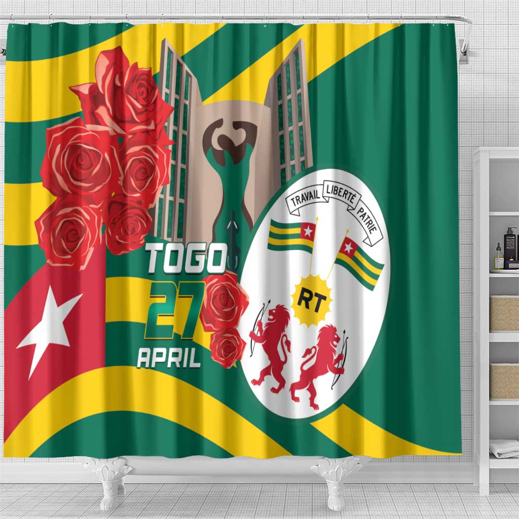 Togo Independence Day Shower Curtain Happy April 27th Coat Of Arms