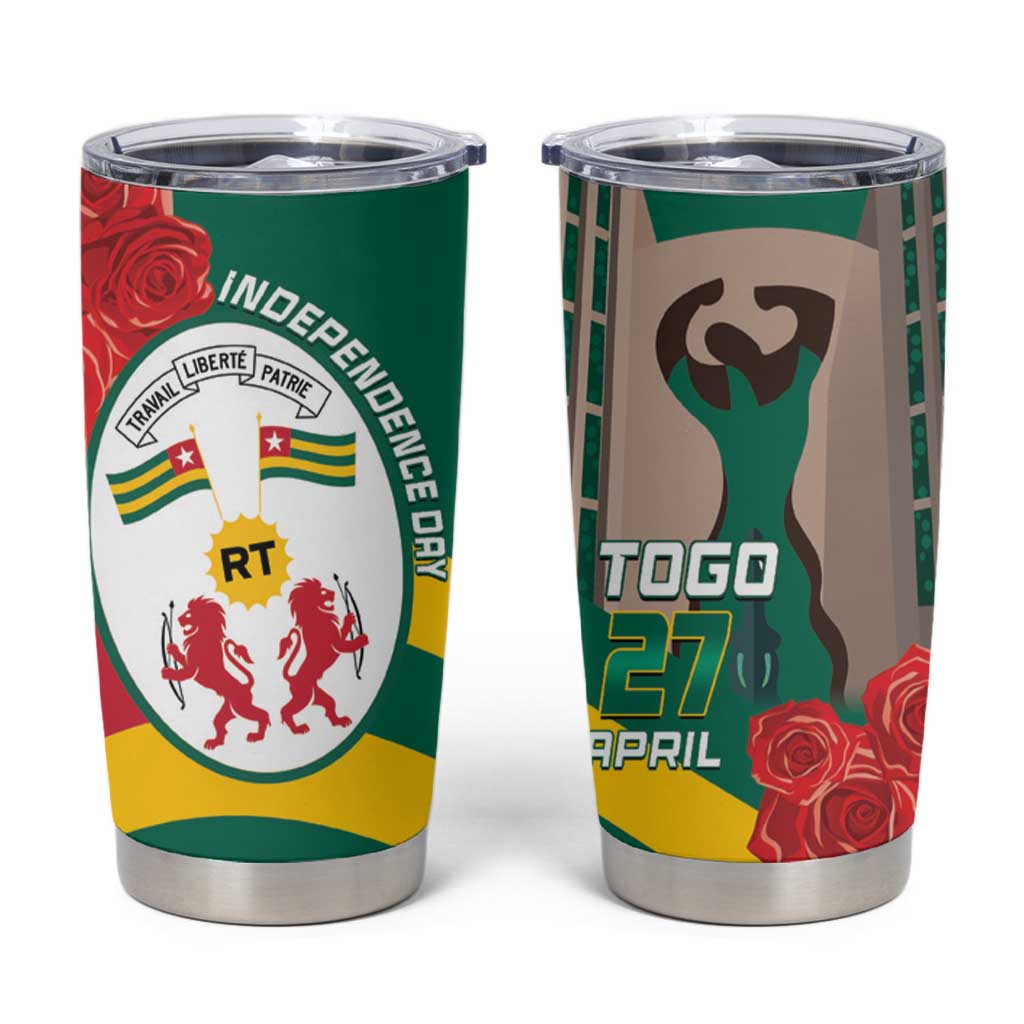 Togo Independence Day Tumbler Cup Happy April 27th Coat Of Arms
