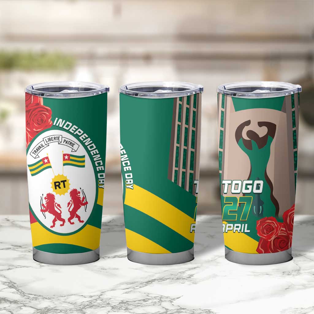 Togo Independence Day Tumbler Cup Happy April 27th Coat Of Arms