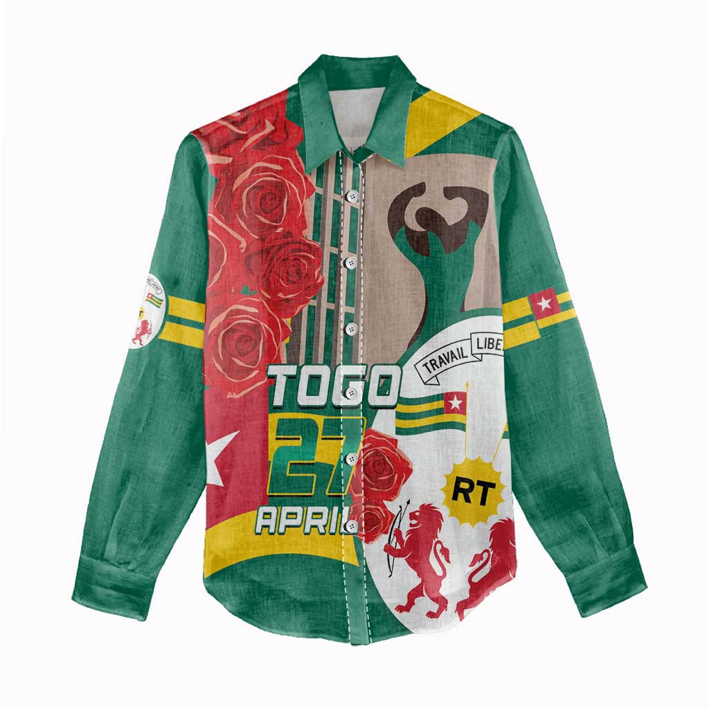 Togo Independence Day Women Casual Shirt Happy April 27th Coat Of Arms