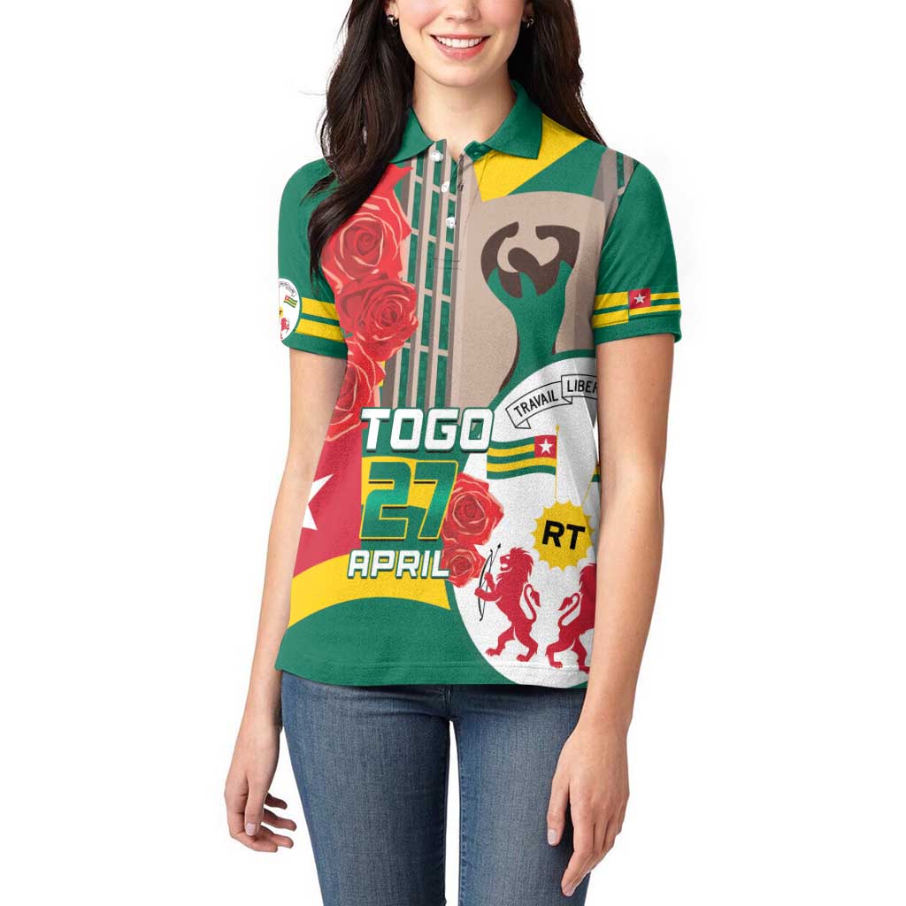 Togo Independence Day Women Polo Shirt Happy April 27th Coat Of Arms