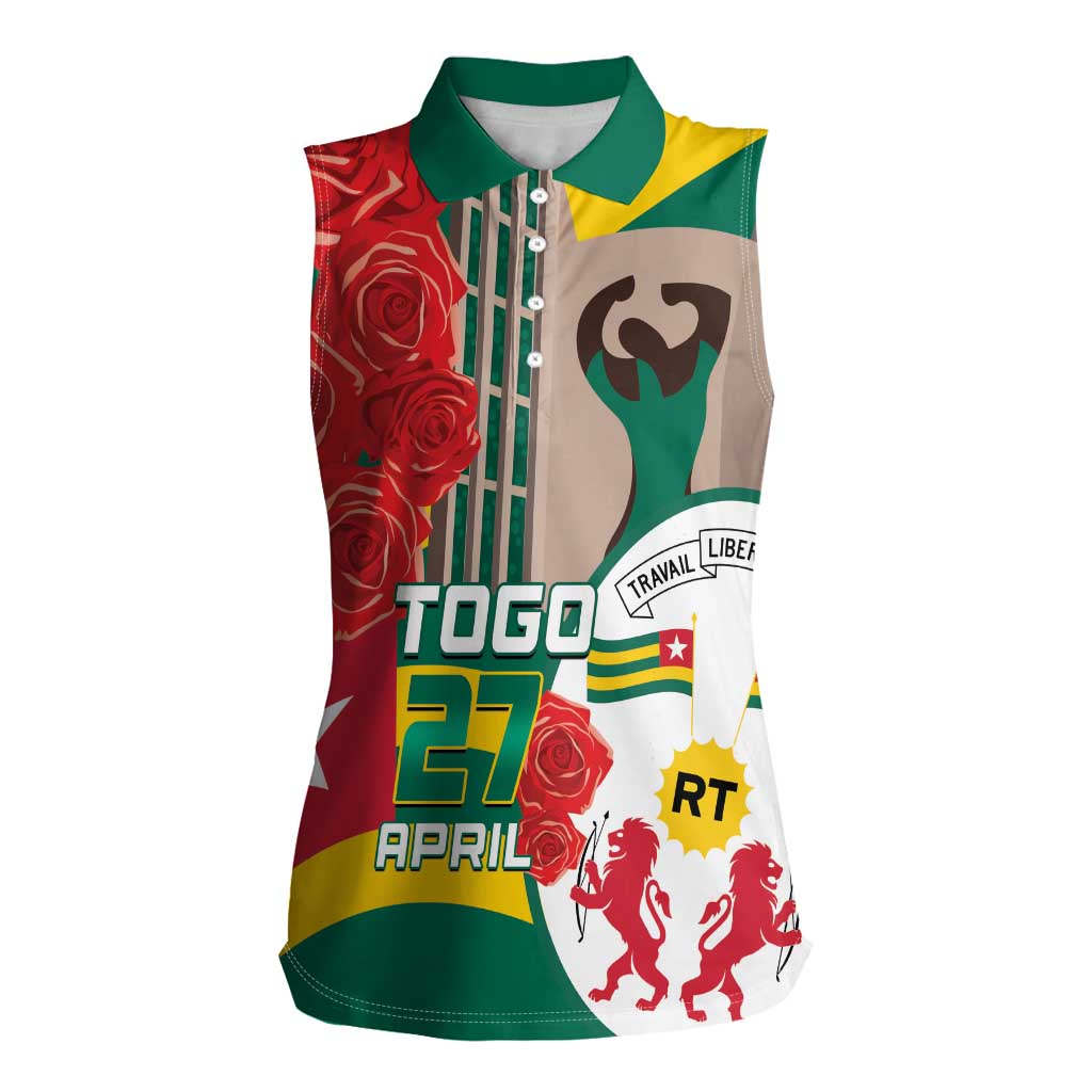 Togo Independence Day Women Sleeveless Polo Shirt Happy April 27th Coat Of Arms
