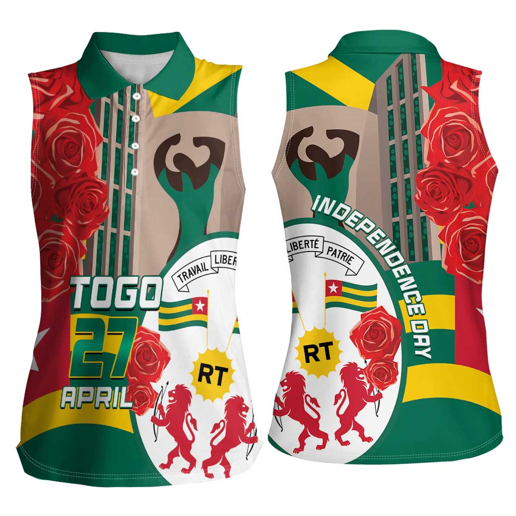 Togo Independence Day Women Sleeveless Polo Shirt Happy April 27th Coat Of Arms