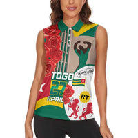 Togo Independence Day Women Sleeveless Polo Shirt Happy April 27th Coat Of Arms