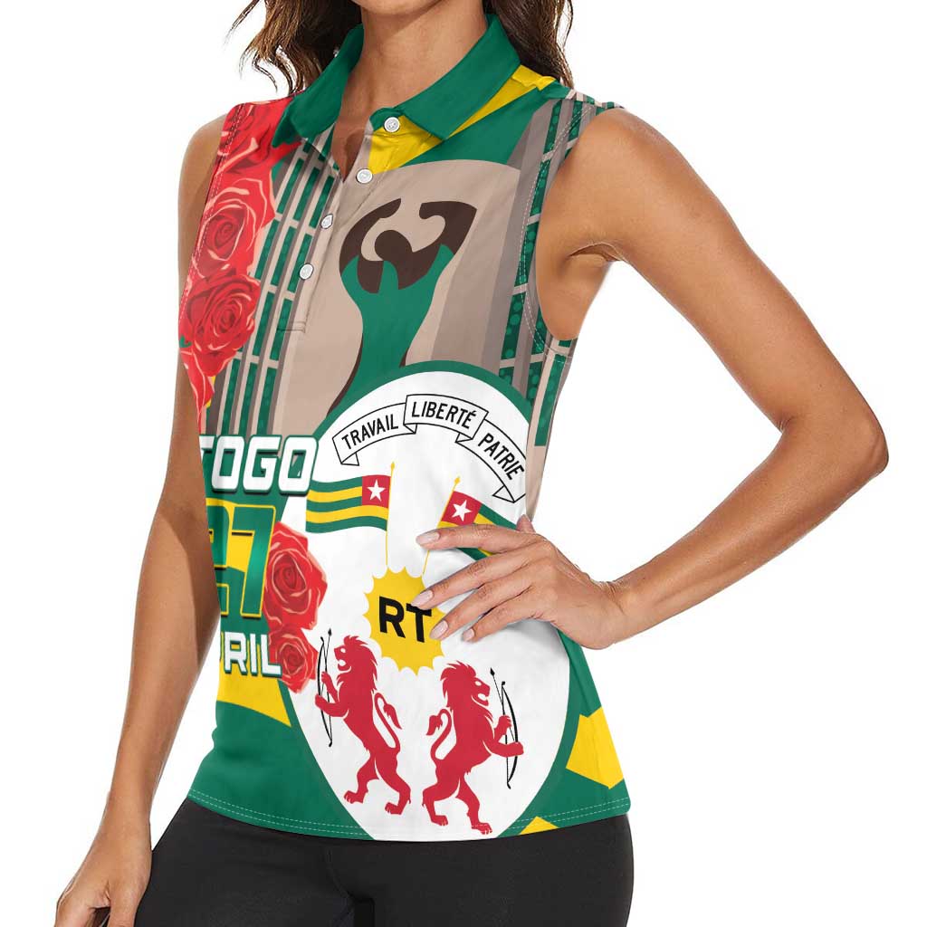 Togo Independence Day Women Sleeveless Polo Shirt Happy April 27th Coat Of Arms