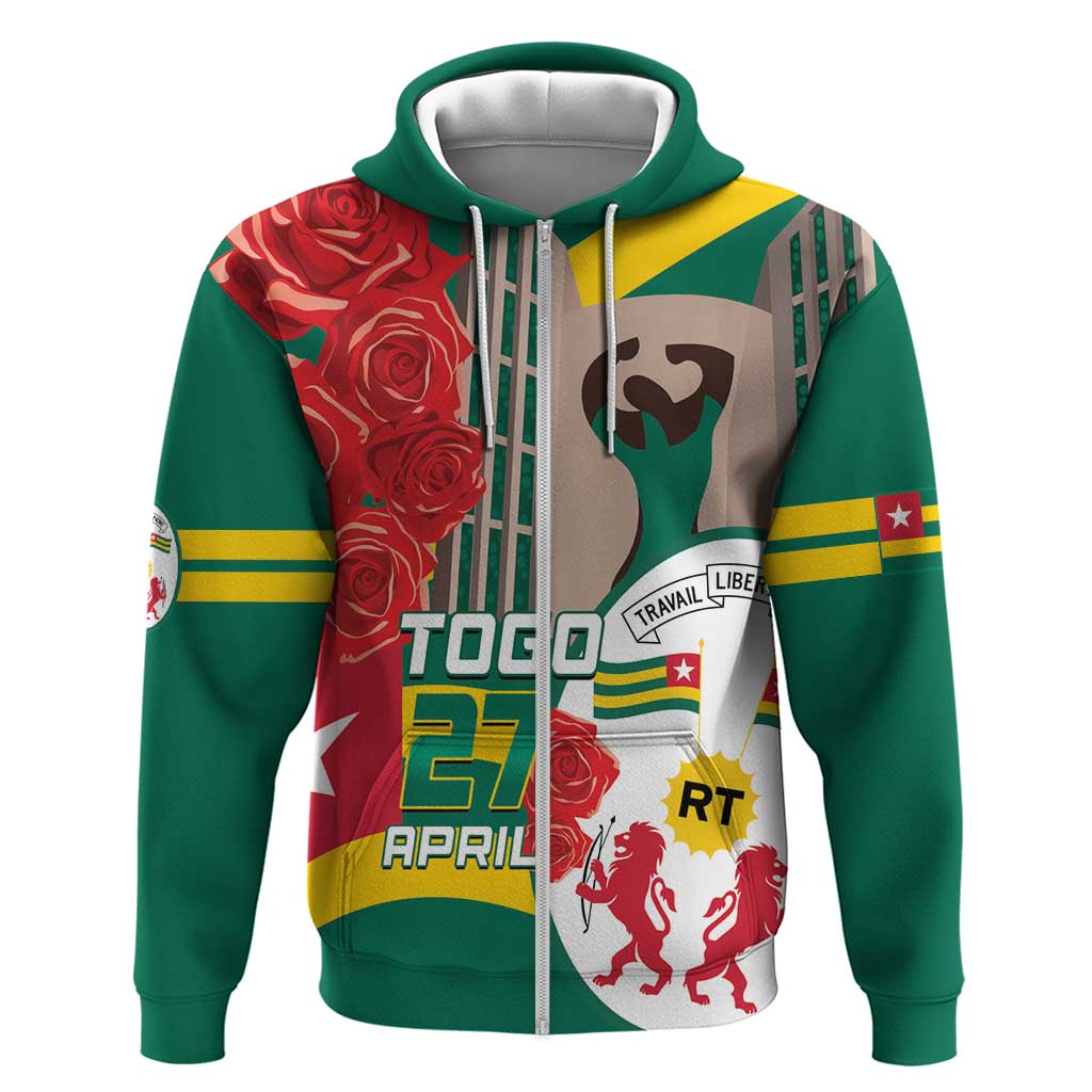 Togo Independence Day Zip Hoodie Happy April 27th Coat Of Arms