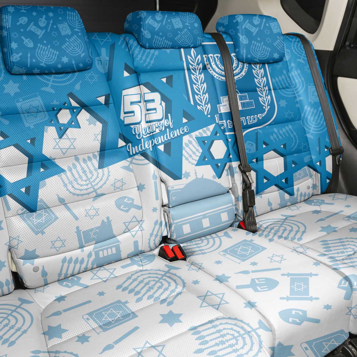 Israel Independence Day Back Car Seat Cover Yom Ha'atzmaut Star Of David Jewish Pattern