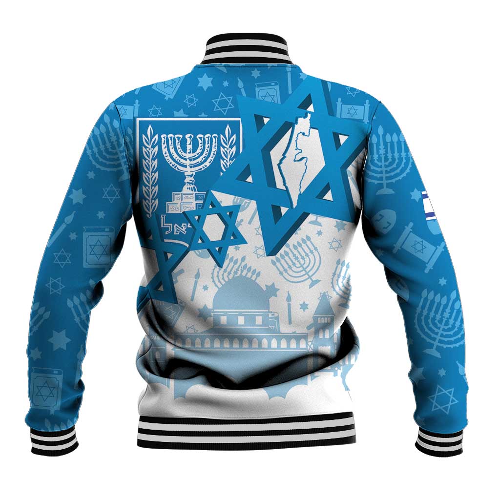 Israel Independence Day Baseball Jacket Yom Ha'atzmaut Star Of David Jewish Pattern
