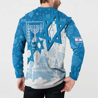 Israel Independence Day Button Sweatshirt Yom Ha'atzmaut Star Of David Jewish Pattern