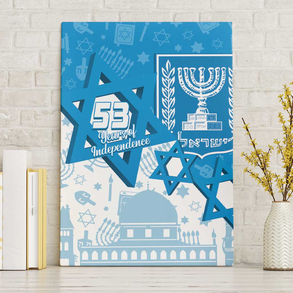 Israel Independence Day Canvas Wall Art Yom Ha'atzmaut Star Of David Jewish Pattern