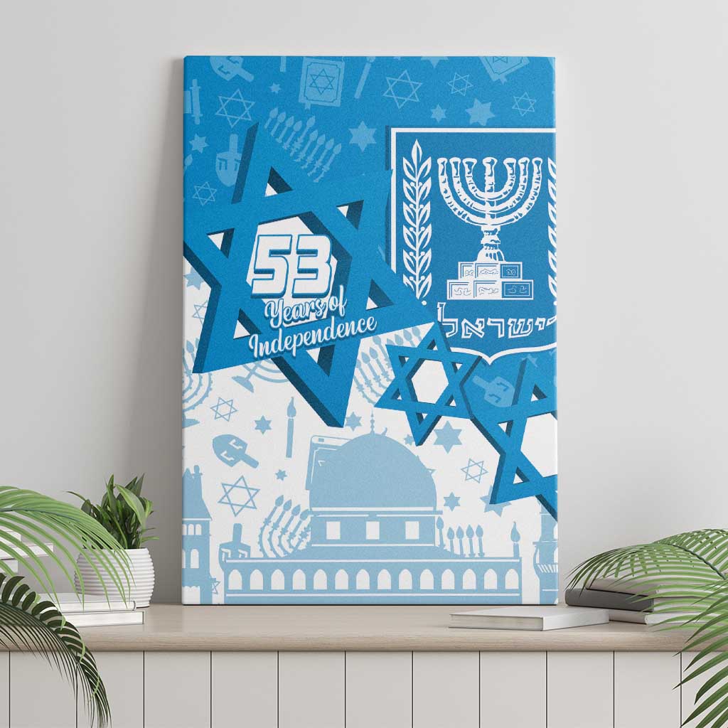 Israel Independence Day Canvas Wall Art Yom Ha'atzmaut Star Of David Jewish Pattern