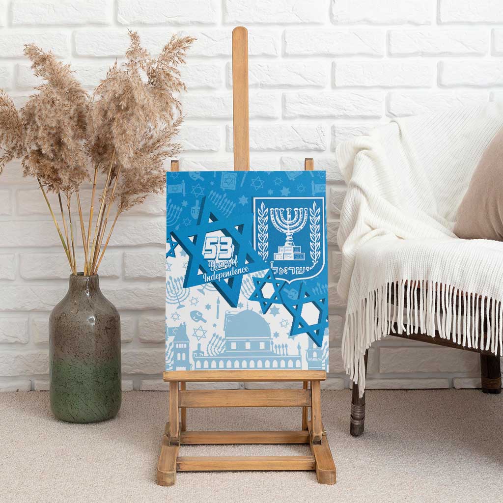 Israel Independence Day Canvas Wall Art Yom Ha'atzmaut Star Of David Jewish Pattern