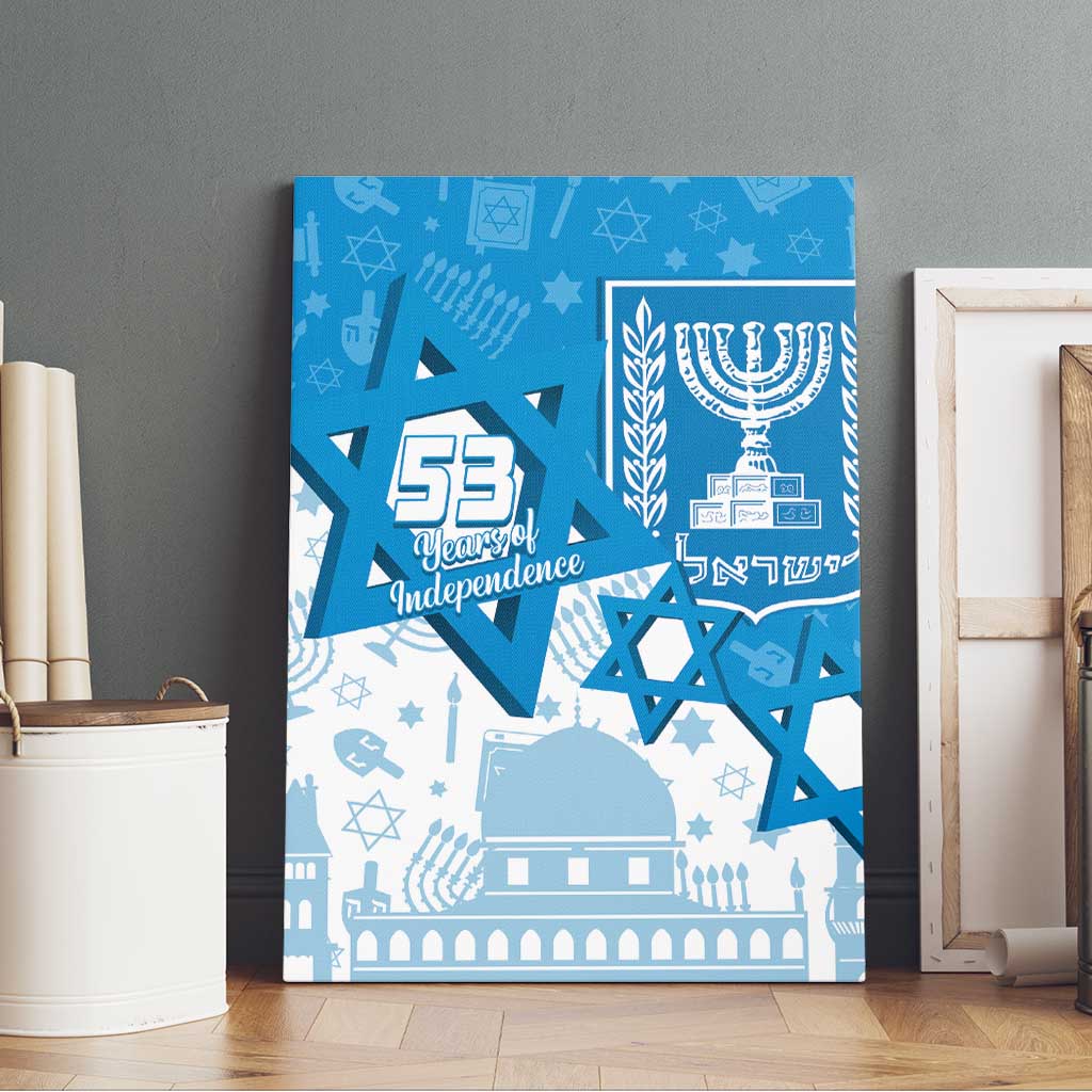 Israel Independence Day Canvas Wall Art Yom Ha'atzmaut Star Of David Jewish Pattern