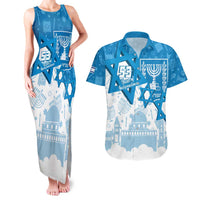 Israel Independence Day Couples Matching Tank Maxi Dress and Hawaiian Shirt Yom Ha'atzmaut Star Of David Jewish Pattern