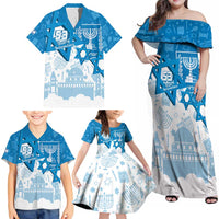Israel Independence Day Family Matching Off Shoulder Maxi Dress and Hawaiian Shirt Yom Ha'atzmaut Star Of David Jewish Pattern