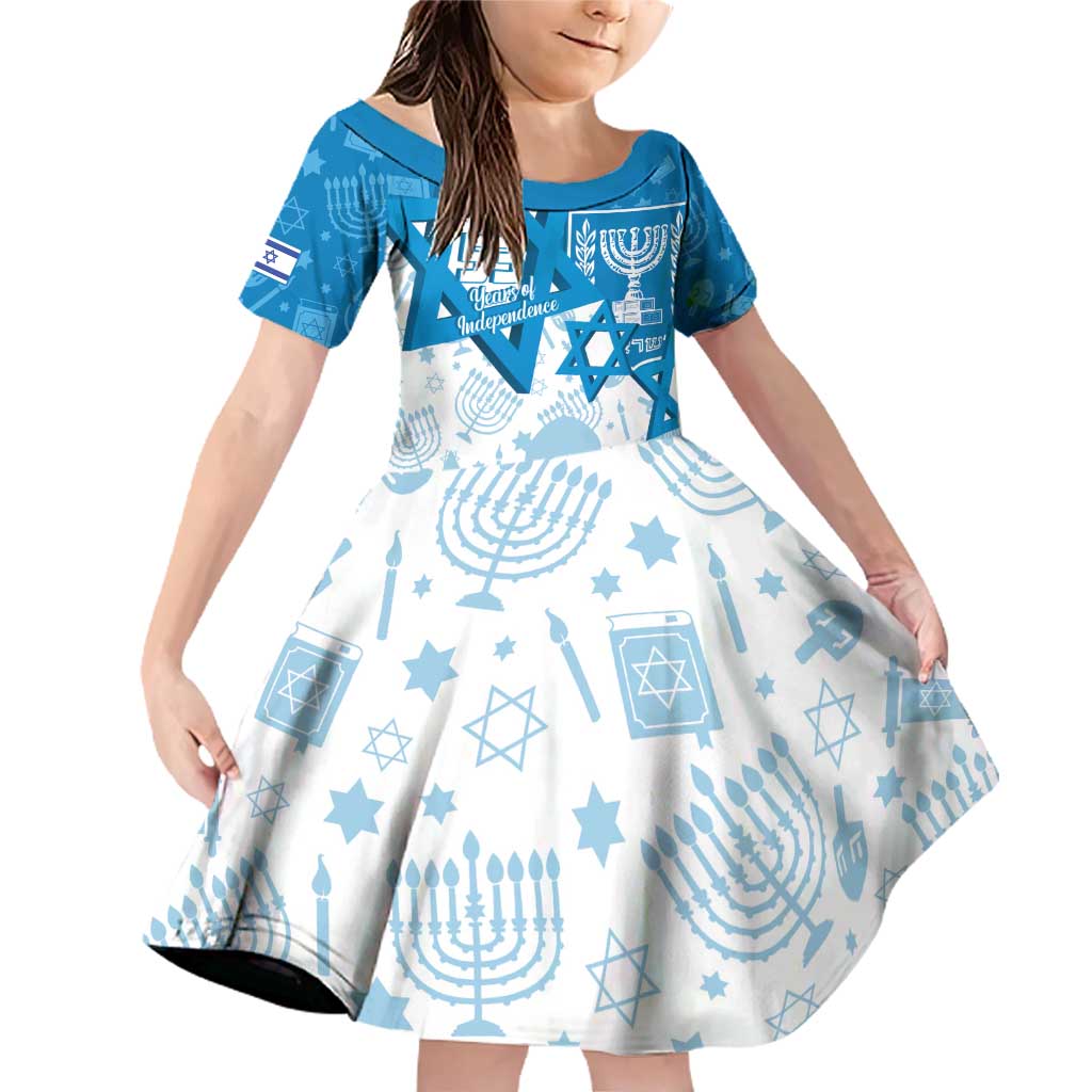 Israel Independence Day Family Matching Off Shoulder Short Dress and Hawaiian Shirt Yom Ha'atzmaut Star Of David Jewish Pattern