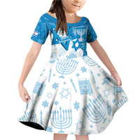 Israel Independence Day Family Matching Off Shoulder Short Dress and Hawaiian Shirt Yom Ha'atzmaut Star Of David Jewish Pattern