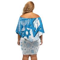 Israel Independence Day Family Matching Off Shoulder Short Dress and Hawaiian Shirt Yom Ha'atzmaut Star Of David Jewish Pattern