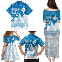 Israel Independence Day Family Matching Puletasi and Hawaiian Shirt Yom Ha'atzmaut Star Of David Jewish Pattern