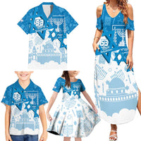 Israel Independence Day Family Matching Summer Maxi Dress and Hawaiian Shirt Yom Ha'atzmaut Star Of David Jewish Pattern