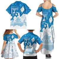 Israel Independence Day Family Matching Summer Maxi Dress and Hawaiian Shirt Yom Ha'atzmaut Star Of David Jewish Pattern