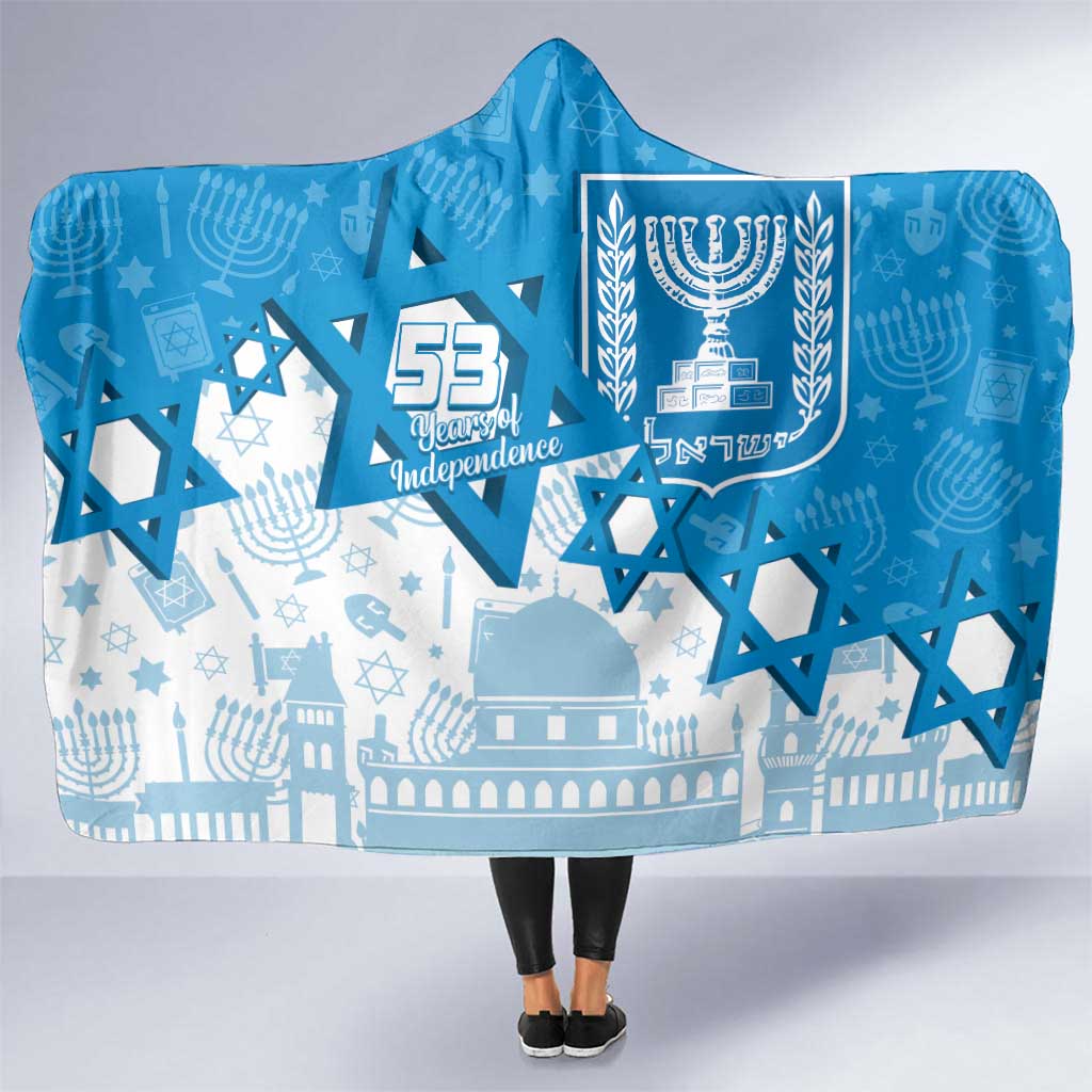 Israel Independence Day Hooded Blanket Yom Ha'atzmaut Star Of David Jewish Pattern