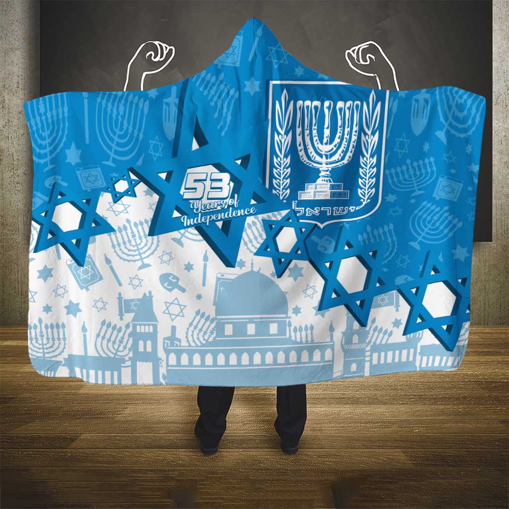 Israel Independence Day Hooded Blanket Yom Ha'atzmaut Star Of David Jewish Pattern