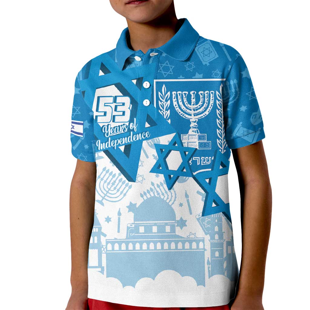Israel Independence Day Kid Polo Shirt Yom Ha'atzmaut Star Of David Jewish Pattern