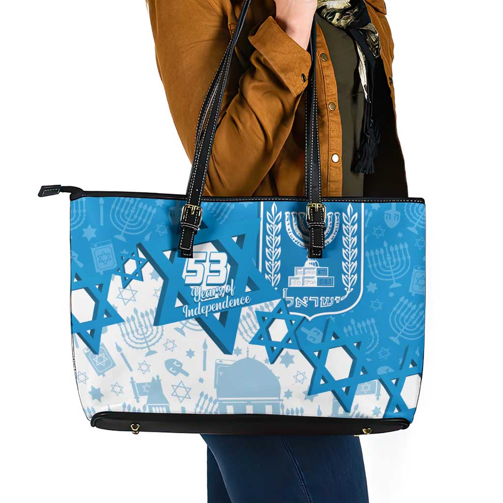 Israel Independence Day Leather Tote Bag Yom Ha'atzmaut Star Of David Jewish Pattern