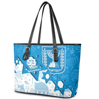 Israel Independence Day Leather Tote Bag Yom Ha'atzmaut Star Of David Jewish Pattern