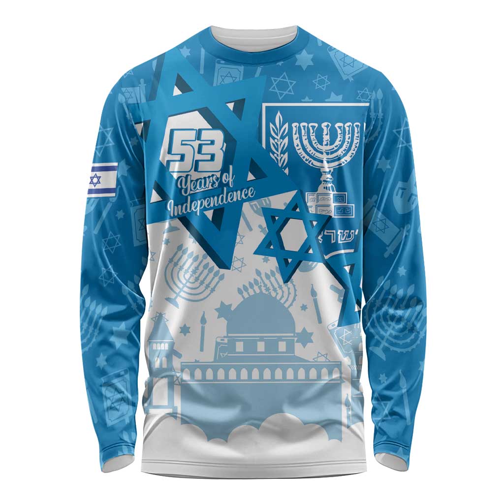 Israel Independence Day Long Sleeve Shirt Yom Ha'atzmaut Star Of David Jewish Pattern